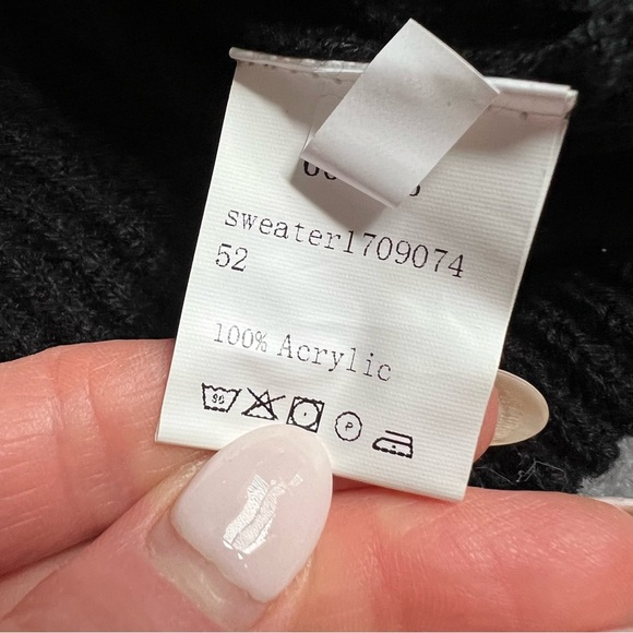 SHEIN BLACK V NECK RIBBED LONG SLEEVE WRAP SWEATER SIZE SMALL - Picture 6 of 7